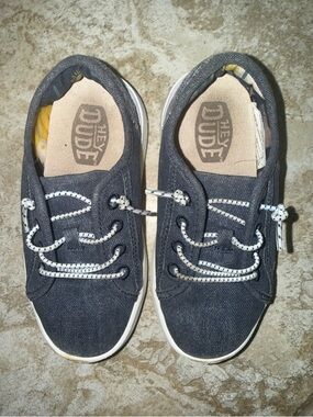 Hey Dude Kids Denim Canvas Slip-On Sneakers with White Trim size 10T